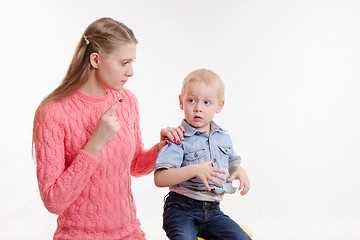 Image showing Mom unhappy child's behavior