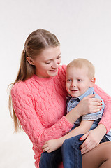 Image showing Happy mom and three year old son