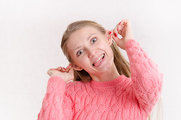 Image showing Portrait of cheerful girl with protruding ears