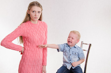 Image showing Mom punished three year old boy