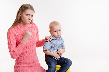 Image showing child does not want to listen my mother farewell