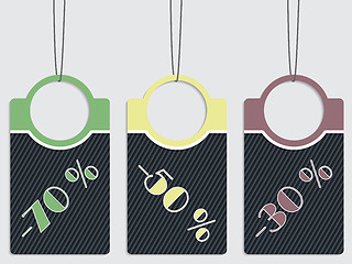 Image showing Striped discount labels hanging 