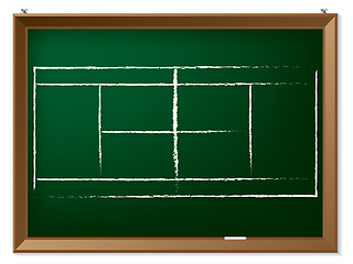 Image showing Tennis field on chalkboard