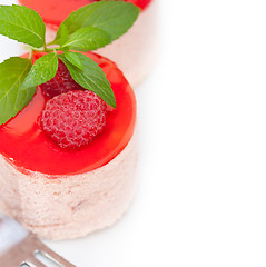 Image showing fresh raspberry cake mousse dessert