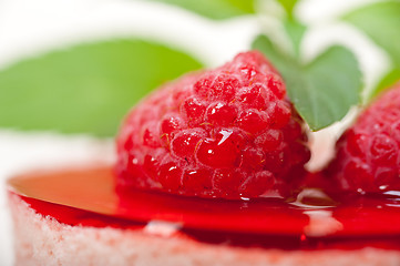 Image showing fresh raspberry cake mousse dessert