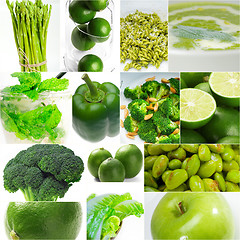 Image showing green healthy food collage collection