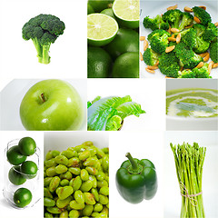 Image showing green healthy food collage collection