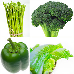 Image showing green healthy food collage collection