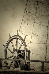 Image showing wheel of an old sailing ship