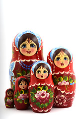 Image showing five traditional Russian matryoshka dolls 