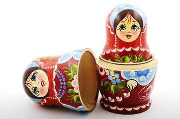 Image showing two traditional Russian matryoshka dolls