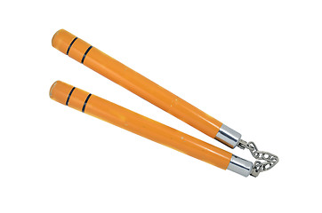 Image showing nunchucks karate tool on white background 