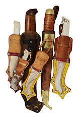 Image showing lot of traditional Finnish knife puukko 