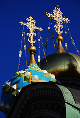 Image showing dome orthodox church with golden roods 