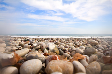 Image showing beach waves beautiful pebble Mediterranean Sea