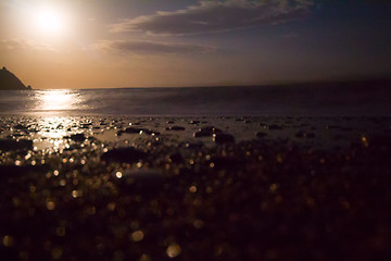 Image showing night sea moon light of a wave surf