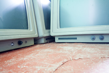 Image showing old vintage computer monitor largely