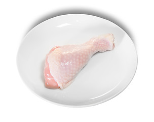 Image showing Single Raw Chicken Legs On White Plate