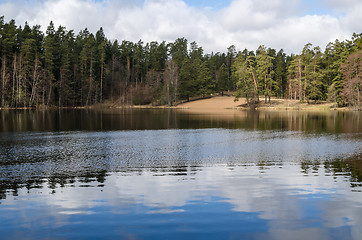 Image showing Spring landscape at wood lake