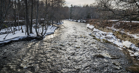 Image showing Spring landscape with a small river in flood 