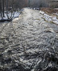 Image showing Spring landscape with a small river in flood 