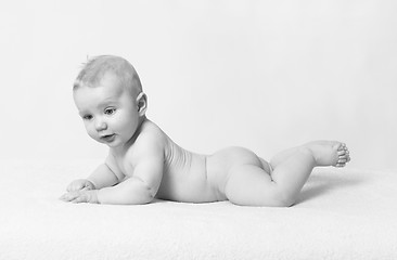 Image showing Naked baby black and white