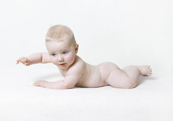 Image showing Naked baby lying on his stomach