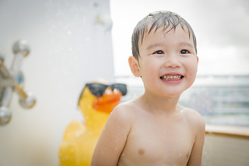 Image showing Mixed Race Boy Having Fun at the Water Park