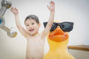 Image showing Mixed Race Boy Having Fun at the Water Park