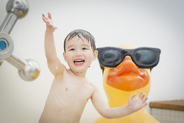 Image showing Mixed Race Boy Having Fun at the Water Park