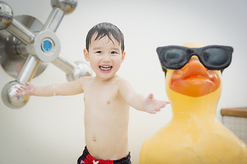 Image showing Mixed Race Boy Having Fun at the Water Park