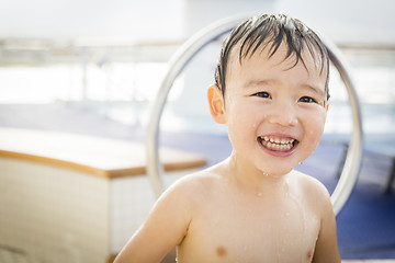 Image showing Mixed Race Boy Having Fun at the Water Park