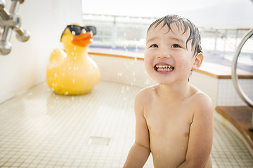 Image showing Mixed Race Boy Having Fun at the Water Park