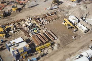 Image showing Aerial View of Construction Site with Extreme Bokeh.