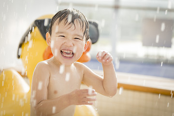 Image showing Mixed Race Boy Having Fun at the Water Park