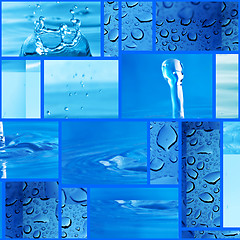 Image showing Blue Water Drops Montage