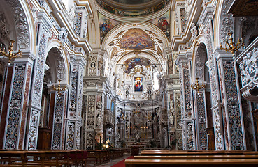 Image showing Interior of church La chiesa del Gesu or Casa Professa in Palerm