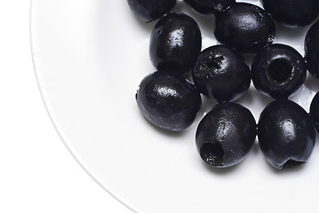 Image showing Black pitted olives isolated 