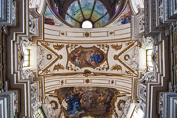 Image showing Cupola and ceiling of church La chiesa del Gesu or Casa Professa