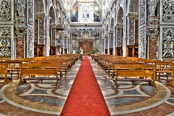 Image showing Interior of church La chiesa del Gesu or Casa Professa. Palermo