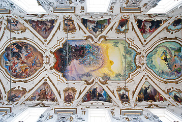 Image showing Cupola and ceiling of church La chiesa del Gesu or Casa Professa