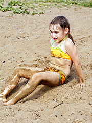 Image showing Girl on sand