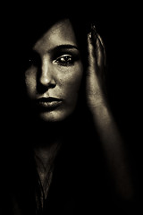 Image showing horror expression dark young girl face