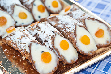 Image showing Sicilian cannoli with orange