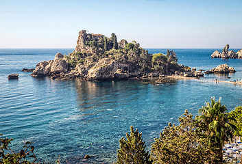 Image showing Panoramic view of Isola Bella (Beautiful island): small island n