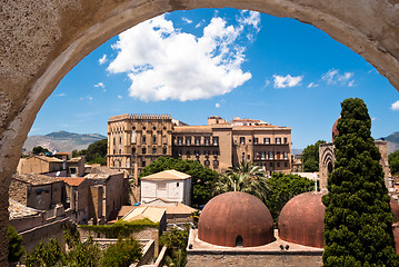 Image showing Norman palace and San Giovanni Eremiti domes in Palermo