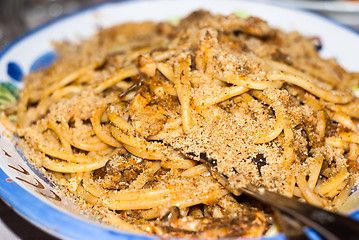 Image showing Pasta with sardines