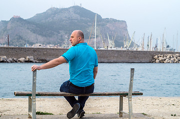 Image showing man on bench