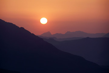 Image showing Sunset above mountain