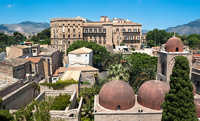 Image showing Norman palace and San Giovanni Eremiti domes in Palermo